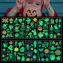 Temporary Tattoos, Halloween UV Glow Tattoos For Boys Girls Neon Party Decorations Festival Accessories, 10 Sheets Glow In Dark Tattoos, Halloween Face Stickers, Easy To Use & Remove