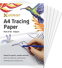 Xulmar Tracing Paper A4 63 GSM - Pack of 50 Sheets Tracing Paper for Sewing Patterns, Drawing Overlays & Sketching on Art Paper & Sketch Book