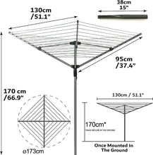 Home Treats Rotary Airer Clothes Line With 4 Arms For Drying Washing Outdoors Folding Washing Line With Free Ground Spike and Cover (40m)