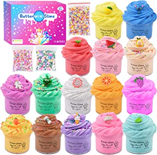 Butter Slime Kit 15 Pack , Fluffy Soft and Non-Sticky, Include Stitch Unicorn Watermelon etc 15 Slime Charms,Slime Kits for Girls Boys, DIY Slime Putty Toys for Kids