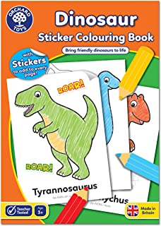 Orchard Toys Dinosaur Sticker Colouring Activity Book - Educational Activity Book - Colour in Dinosaurs - Kids 3 Years +, Perfect for Parties.