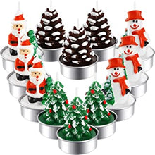 12 Pieces Christmas Tealight Candles Handmade Delicate Santas Snowman Acorn Tree Candles for Christmas Home Decoration Gifts (Style H)