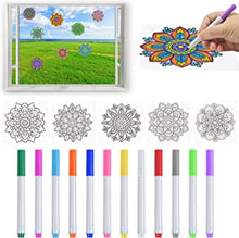 COLEESON Stained Glass Mandala Window Clings and Markers, 5PCS Doodleable Suncatchers Stickers and 12PCS Pens, Arts and Crafts DIY Kit for Adults, Kids, Teens, Women