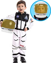 Astronaut NASA Pilot Costume with Movable Visor Helmet for Kids, Boys, Girls, Toddlers Space Pretend Role Play Dress Up, School Classroom Stage Performance, Halloween Party Favor (Small, White)