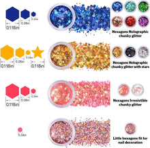 Veroa 12 Colors Make Face Body and Hair Glitter at The Festival,Chunky Glitter for Festivals, Parties, Raves,Brightly Coloured Festive Accessories(10g12PCS)