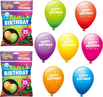 jaunty partyware 50pk Happy Birthday Balloons 9"  Party Balloons Pack Boys Girls  Latex Balloons  Multicoloured Birthday Balloon  Birthday Baloons for Party  Balloons for Birthday  Ballons