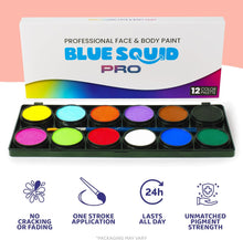 Blue Squid Face Paint PRO  12x10g Classic Colour Palette, Professional Face & Body Painting Supplies for Sfx, Adult & Kids, Safe Face Paint Kit for Sensitive Skin & Halloween makeup