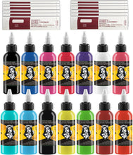 Tattoo Ink Set of 14 Professional Tattoo Ink - 30ml/Bottle Full Colour Pure Pigment Ink with 10pcs Scar Repair Cream for Micro Sculpture, Makeup, Beauty, Body Painting, and Art