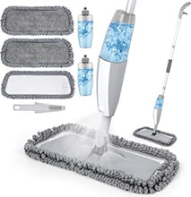 Tobeelec Spray Mop for Floor Cleaning, Microfiber Floor Mop Dry Wet Mop for Laminate Tile Ceramic Hardwood Wooden Vinyl with 3 Reusable Pads & 2 Refillable Bottle & 1 Scraper(Grey)