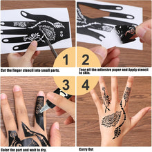 Beehug India-Inspired Henna Tattoo Stencil Set, 16 Pieces Artful Temporary Tattoo Templates for Hands, Body, Finger, DIY Airbrush Makeup Stencils, Perfect for Parties, Events, for Girls & Women