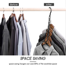 HOUSE DAY Space Saving Hangers, 10pcs Magic Hangers Space Savers, Magic Clothes Hangers Space Savers, Coat Hangers Space Saving, Wardrobe Space Saver Hangers, Space Saver Hangers For Clothes - Black