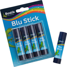 Bostik Blu Stick Glue Sticks, Goes on Blue, Dries Clear, Solvent Free, Washable, 4 x 8g sticks