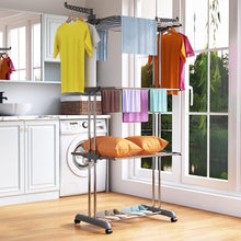 Innotic Clothes Drying Rack 3 Tier Collapsible Rolling Stainless Laundry Dryer Hanger with Casters for Indoor, Grey