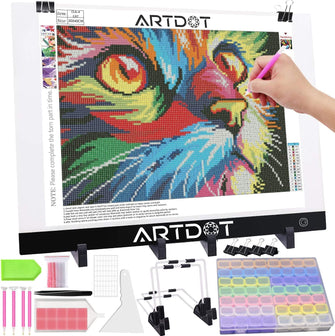 ARTDOT A3 LED Light Pad for 5D Diamond Painting Kits, Adjustable Brightness Light Board with Diamond Art Accessories and Tools (31 x 42cm)