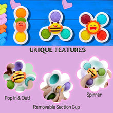 FUFUFA 3pcs Suction Cup Spinner Baby Sensory Toys, Safe Interesting Table Sucker Gameplay, Bath Toy Rotating Spinning Top for Toddlers Kids Autistic Children 6-12-18 Months 1 2 3 Year Old Boys Girls