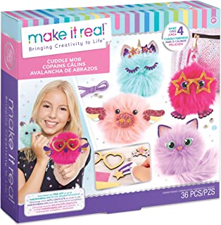 Make It Real DIY Plush Toys Pom Pom Characters Making Kit - Arts and Crafts for Kids - Gifts for Girls