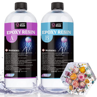 LET'S RESIN Epoxy Resin, 64oz Crystal Clear Epoxy Resin and Hardener, Bubble Free Table Top & Bar Top Casting Resin, Clear Epoxy Resin for Tumblers, Art Crafts, Jewelry Making