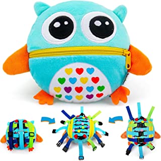 beetoy Buckle Sensory Pillow Toys for Toddlers 1-3 Travel Toys on Plane, Learning Activity Toy Zipper Toys Develop Fine Motor Skill, Buckle Toddler Toys Fidget Activities for Threading Basic Skills