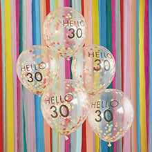 Ginger Ray Hello 30 Milestone Birthday 12" Latex Balloons for 30th Birthday Party Decoration - 5 Pack