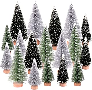 Peerless 18 PCS Miniature Christmas Tree Small Artificial Miniatures Sisal Snow Frost Trees, Diorama Models, Micro Scenery Landscape Architecture Trees for Christmas Crafts Tabletop Decor