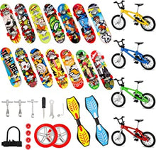 Gejoy 29 Pieces Mini Finger Toys Set Finger Skateboards Finger Bikes Tiny Swing Board Fingertip Movement Party Favors Wheels and Tools