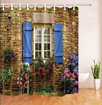 Nyngei garden shower curtain outdoorWaterproof Design and Polyester, Quick-Drying3d shower curtain bathroom 180180CMDurable and Washable with 12 Hooks