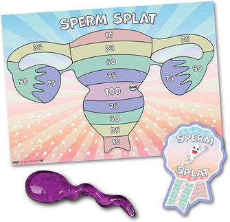 Baby Shower Games - Sperm Splat  Unlimited Players  Winner Prize  XL Poster  Sticky Splat Included for Fun boy, Girl, Neutral/Unisex Baby Shower Party  Group Baby Shower Game  Gender Reveal