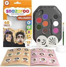 Snazaroo Halloween Face Painting Palette Kit for Kids & Adults, 8 Colours, 13pcs, Stencils, Brush, Sponge, Guide, Water Based, Easily Washable, Non-Toxic, Makeup, Body Painting & Parties