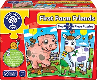 Orchard Toys First Farm Friends Jigsaw Puzzle, 12-Piece Educational Jigsaws, Two Puzzles in a Box, Perfect For Ages 2+, Develops Hand-Eye Coordination