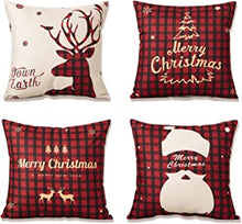 YKULEW Set of 4 pillow cover, 45 x 45 cm Square Cushion Cover Cotton Linen Throw Pillow Covers Christmas Tree Snowflake Decor for Sofa bed couch cushions（Christmas-2）