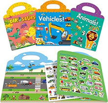 Toys for 2 3 Years Old Boys Girls, Sticker Books for Toddlers Age 2 3 4 Year Old, Static Clear Stickers Books, Preschool Learning Toy Dinosaur Sticker Books, Gifts for Boys Girls 2 3 4 Years Old