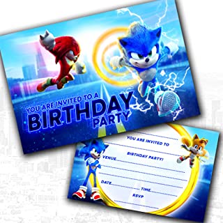 Sonic Party Invitations & Envelopes Birthday Invites (WRITE ON) (Pack of 20)