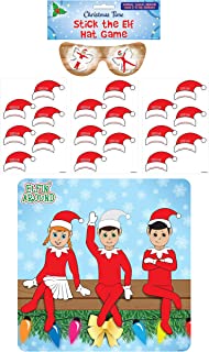 HENBRANDT Elfin Around Christmas Party Game Stick the Hat on the Elf for Boys and Girls Unisex Toys Xmas Party Favour Stocking Filler Christmas Eve Box Game