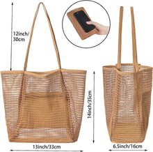 Beach Bag for Women Holiday Essentials Large Mesh Tote Bags with Zip Pocket, Summer Casual Personalised Shoulder Bag ,Reusable Foldable Shopping Bag,Ladies Bag for Picnic Pool Gym Travel Grocery