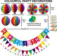 Premium Reusable Colourful Party Decorations + 25 Balloons, Happy Birthday Decoration, Banner Pack + 25 Extra Strong Balloons for kids, Adults, Girls and Boys by Hampstead Products.