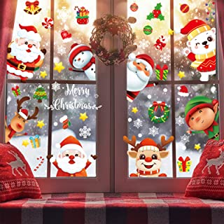 Christmas Window Stickers,120 Pcs Christmas Window Clings, 9 Sheets Reusable Xmas Window Decalsfor Glass White Christmas Snowflake Window Stickers Double Sided for Xmas Window Decorations