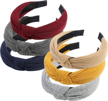 URAQT Headbands, 6 Packs Fabric Hair Band, Wide Plain Elastic Head Wrap Cute Knot Accessories for Women and Girls