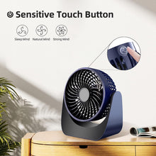 BEGKYA Desk Fan, Mini USB Fan Silent with Battery Powered, 3 Speeds Small Quiet Table Fan Rechargeable, 360 Rotation Portable Cooling Fan for Desktop/Office/Bedroom/Car/Travel/Outdoor/Camping(Blue)