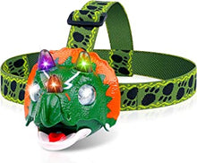 Dinosaur Toys Headlamp for Boys Camping Essentials - Kids Head Torch Children Camping Toys for Kids 3.4.5.6 Age Gift for Birthday, Christmas, New Year for Outdoor, Hiking, Reading