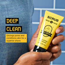 Bee Bald SCRUB Exfoliating Pre-Shave deep cleans and removes pore clogging dirt, oil and dry, flaky skin, preparing it for a super close shave and leaving it smoother than a baby's behind