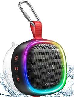 2022 Bluetooth Speaker with RGB Light, LENRUE IPX7 Waterproof Portable Shower Speaker w/HD Sound, TWO Pairing, Bass, 20H Playtime, True Stereo Wireless Mini Speaker for Outdoor Party Kayak Bath Travel