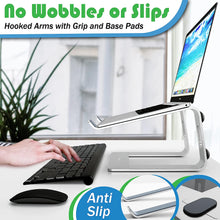 Laptop Stand for Desk, Computer Stand for Laptop, Laptop Riser - Apple Macbook Stand, Dell, HP, Macbook Pro Air - Grip Pads and Cable Management - Fits all 10-17inch Laptops - Silver