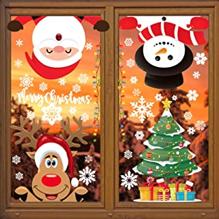 Party-Poter Christmas Window Stickers Reusable 262Pcs Christmas Decorations for Windows Xmas Window Stickers Snowman Reindeer Christmas Window Clings Xmas Thamed Party Decor