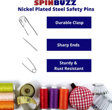 SPINBUZZ Safety Pins 4 Sizes Pack of 105 Nickle Plated Rust Resistant Steel Heavy Duty Quality Pins For Clothing, Arts & Crafts, Sewing and Pinning
