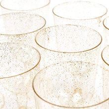 MATANA - 50 Pack Gold Glitter Wine Glasses Multi-Use Glass Set for Wedding Anniversary Birthday Cocktail Party - 170ml