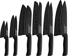 BRANIK 6Pc Black Kitchen Knife Sets with Protective Sheaths & Giftbox, Premium German Steel, Special Non-Stick Coating Making Them Dishwasher Safe. Sharp Black Knives Set, Great Kitchen Knives Set.