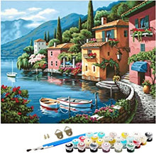 Painting by Number Kits for Adult, DIY Canvas Oil Painting Kit for Kids or Beginner with Paint brushes Acrylic Pigment Drawing Paintwork 16x20inch Without Frame (Sea view)