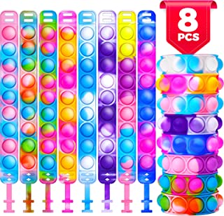 8 PCS Pop Bracelet it Fidget Toys Pack, Fidget Bracelet Decompression Wristband, Poppet Bracelet for Kids, Fidget Wristband with Autistic & ADHD, Push Pop Bubble Bracelet Novelty Gifts