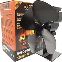 Cosystove 4 Blade Heat Powered Stove Fan - High Efficiency - Silent - Black - Wood Burning Multi Fuel - Batteries Not Required - Eco Friendly - Energy Saving - Save Fuel