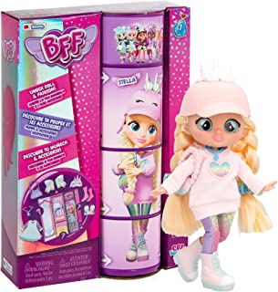 BFF By Cry Babies Stella | Collectible Fashion Doll with Long Hair, fabric Clothes and 9 Accessories - Gift Toy for Girls and Boys +5 Years